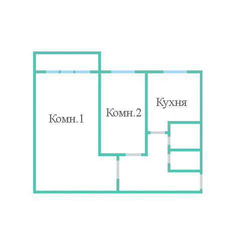 Окна в двухкомнатной квартире I-515